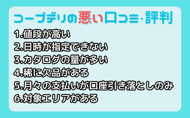 コープデリの悪い口コミ・評判